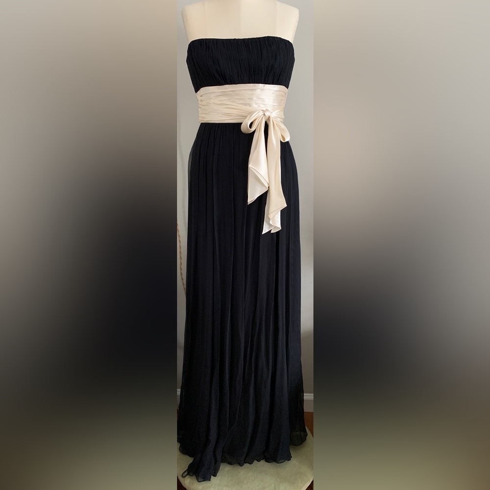 BCBG silk gown with satin sash